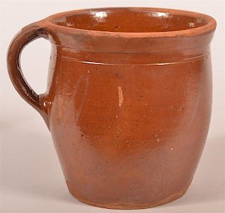 19th C. PA Redware Glazed Pottery Handled Crock