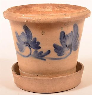 Unsigned Stoneware Pottery Flower Pot.