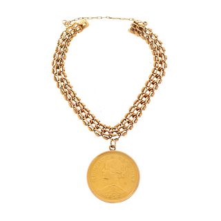 Gold Coin and 18K Bracelet