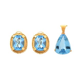 Topaz and 14K Pendant and Earrings