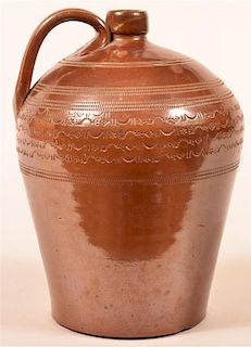 Brown Glazed Stoneware Pottery One Gallon Jug
