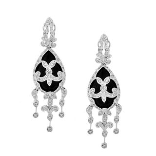 Diamond, Onyx and 14K Earrings