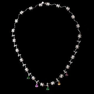 Gemstone, Diamond and 14K Necklace