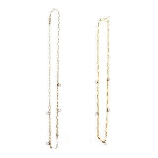 Two Diamond and 14K Necklaces