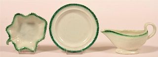 3 Pieces Green Feather Edge Soft Paste China.