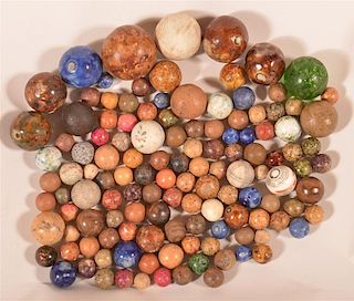 Lot of 19th C. Glazed and Unglazed Pottery Marbles