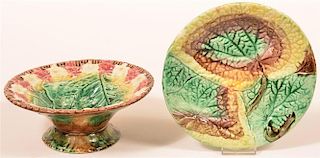 Two Pieces of Majolica Pottery.
