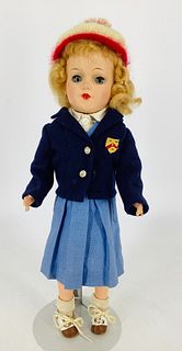 Hard plastic Mary Hoyer doll. Marked "Original Mary Hoyer Doll" back of torso, doll is 14" with blonde synthetic wig, sleep eyes, swivel head on five-