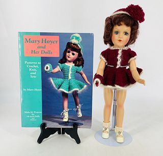 Composition Mary Hoyer doll. Marked "The Mary Hoyer Doll" on rear torso, doll is 14" with brown mohair wig, sleep eyes with eyelashes, swivel head on 