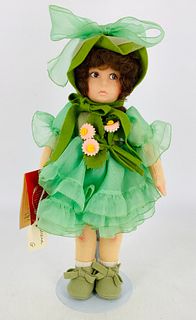 Reissue Lenci all felt "Serena". 13" girl with human hair wig, molded and painted facial features, swivel head on wool felt body with tab jointed arms