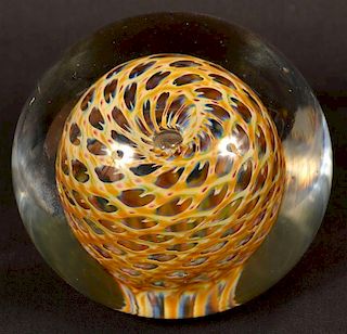 Tom Philabaum Studio Art Glass Paperweight.