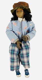 19" sitting porcelain Uta Brauser Artist doll with painted facial features. Small paint chips on hands.,