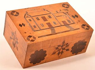 Pennsylvania Inlaid Mixed Wood Sewing Box.