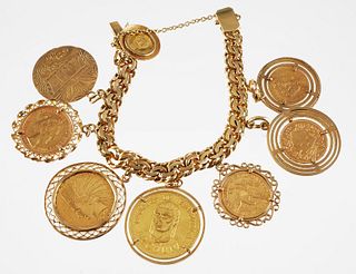 GOLD COINS Charm Bracelet 151 grams
