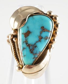 Southwest 14k Gold and Turquoise Ring