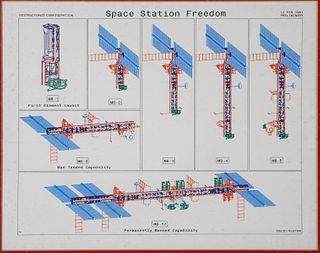 NASA Space Station Freedom Blueprint, 1991, Signed
