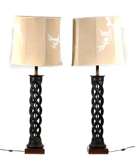 Vintage Pair FREDERICK COOPER Helix Lamps