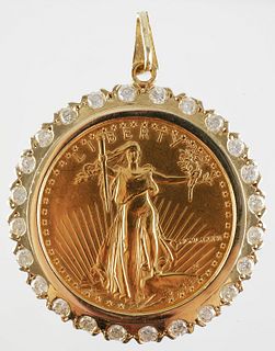 1986 GOLD Eagle in 14k & Diamonds Bezel