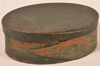 Green Paint Oval Bentwood Pantry Box.