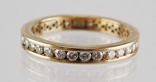 14K Gold and Diamond Eternity Wedding Band Ring