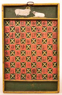 Carved and Painted Wood Game Board.