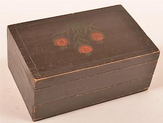 Late 19th Century Paint Decorated Trinket Box.