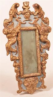 Vintage Blue and Gilt Wall Mirror.