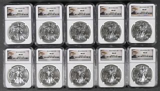 (10) 2014 Silver Eagle S $1 NGC MS69