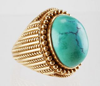 14K Gold Turquoise Ring