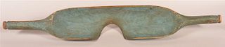 19th C. Wooden Ox or Goat Yoke w/ Blue Surface