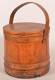 19th C. Wodden Sugar Firkin Bucket with Lid