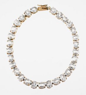 14k Gold White Sapphire Tennis Bracelet