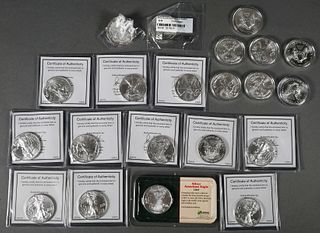 (21) BU Silver Eagles $1 Bullion Coins
