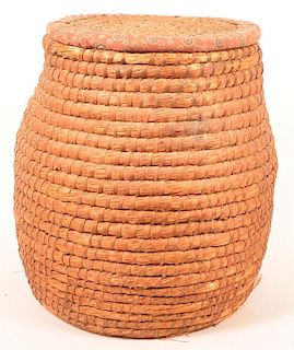 Pennsylvania Rye Straw Coil Feather Basket.