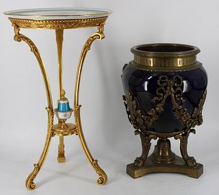 Bronze / Gilt Metal Mounted Sevres Style Charger &