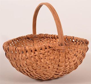 19th C. Woven Oak Splint Harvest Basket