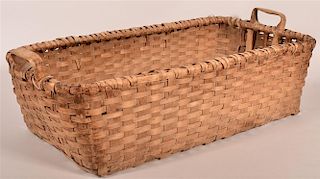 19th C. Woven Oak Splint Harvest Basket