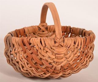 Early 20th C. Woven Oak Splint Egg Basket