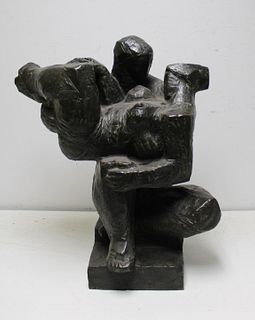 M. Hudecesk (20 Cent) Bronze Abstract Sculpture.