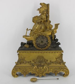 Linet Freres Paris Bronze Figural Clock