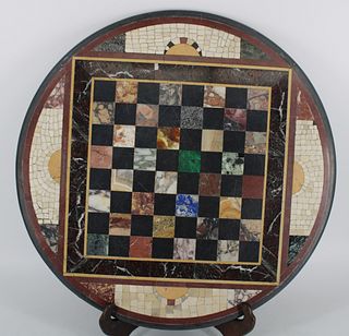 Antique Pietra Dura & Mosaic Chess Board