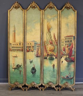 Antique Carved Paint & Gilt Decorated Florentine