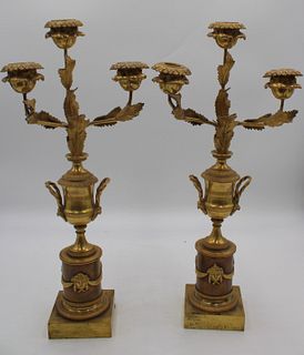 Pair Of Empire Gilt & Patinated Bronze Candelabra
