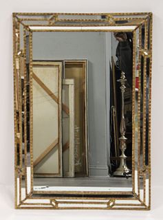 Midcentury Giltwood Panel Mirror.