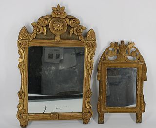 2 Antique Carved & Gilt French Mirrors.