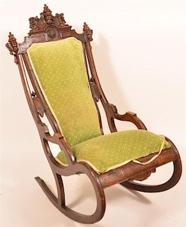 American Victorian Eastlake Rocking Chair.