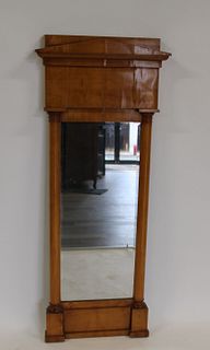 Antique Biedermeier Trumeau Style Mirror.