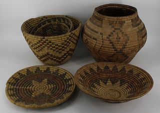 Lot Of 6 Native American Woven Baskets.
