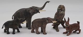 (5) Austrian Painted Bronze Animals Inc. Bermann.