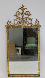 Midcentury Gilt Metal Neoclassical Style Mirror.